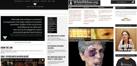 A droite, le véritable site WhiteRibbon.ca. A gauche, l'imitation WhiteRibbon.org