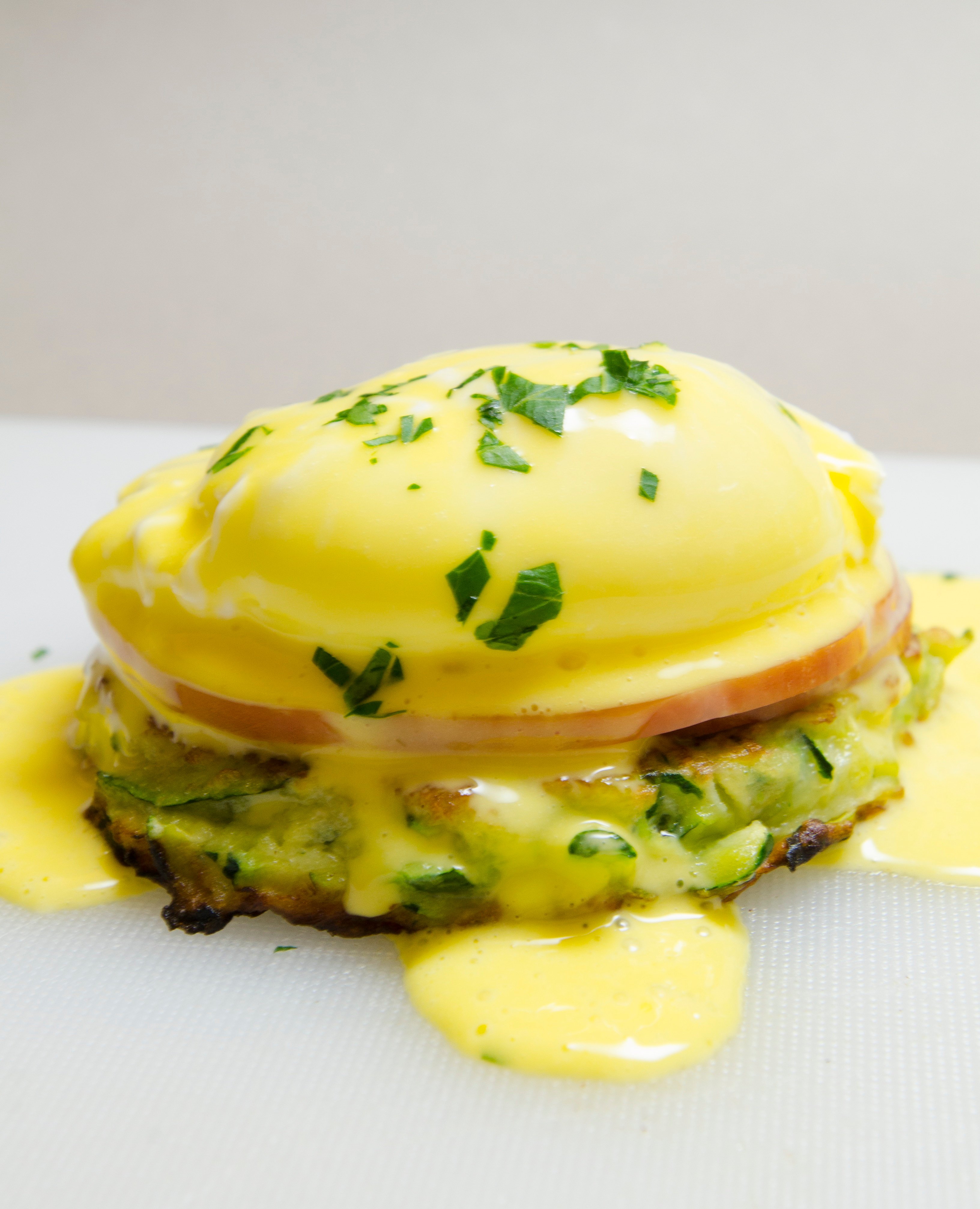 oeufs benedict pancakes courgette