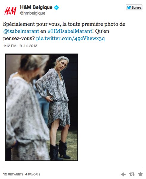 H&M Belgique tweet Isabel Marant
