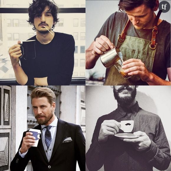 Photos d'hommes fans de café piochées sur le compte Instagram Men and Coffee