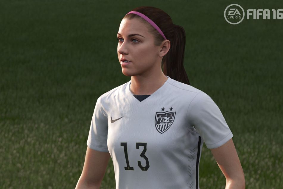 Une image du futur jeu FIFA 16 avec une joueuse féminine