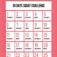 30 Days Squat Challenge : le calendrier