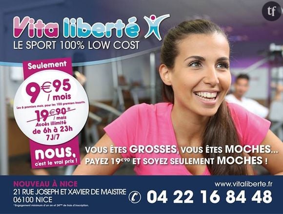 La campagne de pub sexiste de la chaîne de salles de sport Vita Liberté.