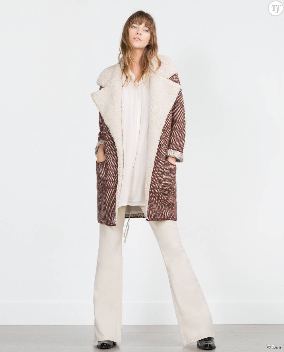 Manteau à peau lainé en rabat Zara  59,95 euros
