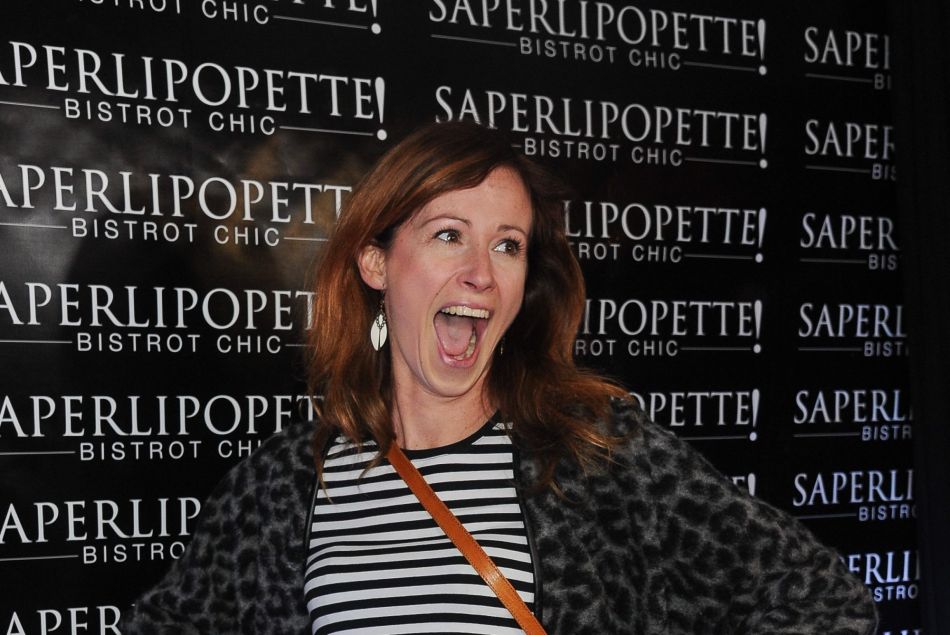 Naissance - Sophie Ferjani est maman de son troisième fils - Sophie Ferjani enceinte - Inauguration du restaurant "Saperlipopette!" de Norbert Tarayre (Top Chef 3) à Puteaux, le 17 novembre 2014. 