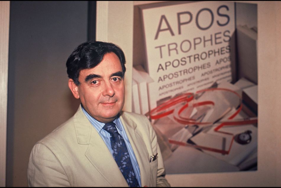BERNARD PIVOT EN 1987, PRESENTATEUR DE L' EMISSION "APOSTROPHES" 