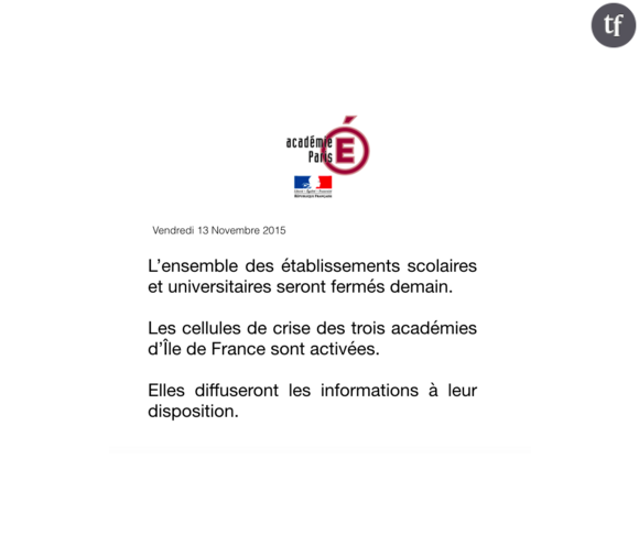 L'Académie de Paris a fermé tous les établissements scolaires d'Ile de France