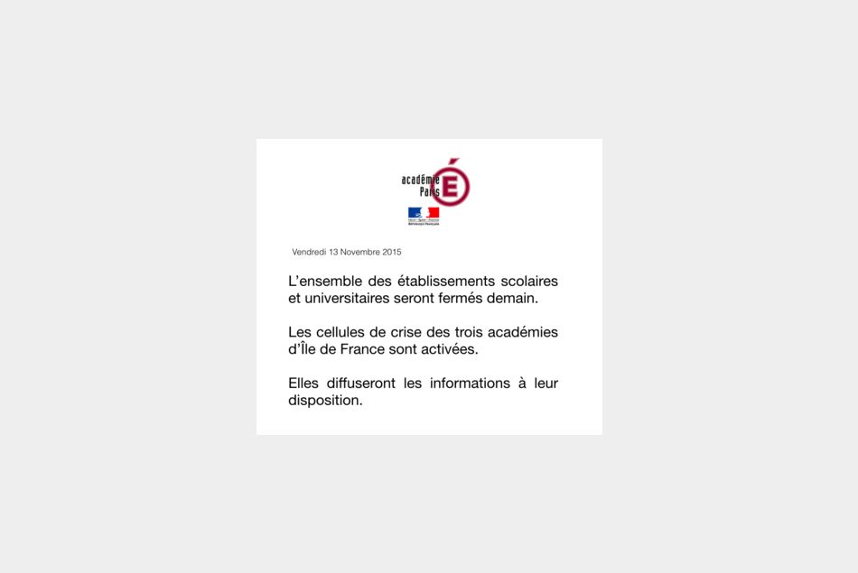 L'Académie de Paris a fermé tous les établissements scolaires d'Ile de France