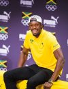 Usain Bolt lors d'une conférence de presse pendant les Jeux Olympiques (JO) de Rio 2016, à Rio de Janeiro, le 8 août 2016