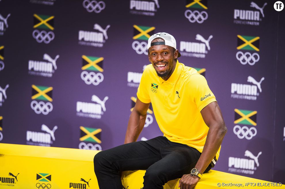 Usain Bolt lors d&#039;une conférence de presse pendant les Jeux Olympiques (JO) de Rio 2016, à Rio de Janeiro, le 8 août 2016