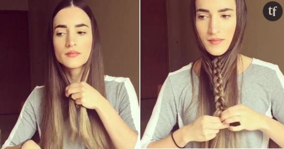 Elle tresse ses cheveux sous son menton : le tuto tresse étonnant