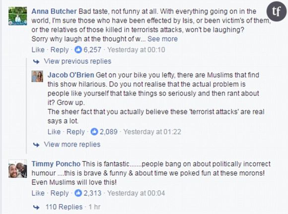 Diverses réactions de commentateurs sur le Facebook de la BBC