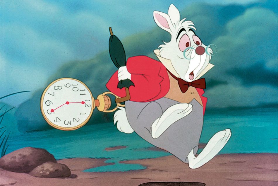 "Alice au pays des merveilles", classique de Disney, et son lapin obsédé par le retard.