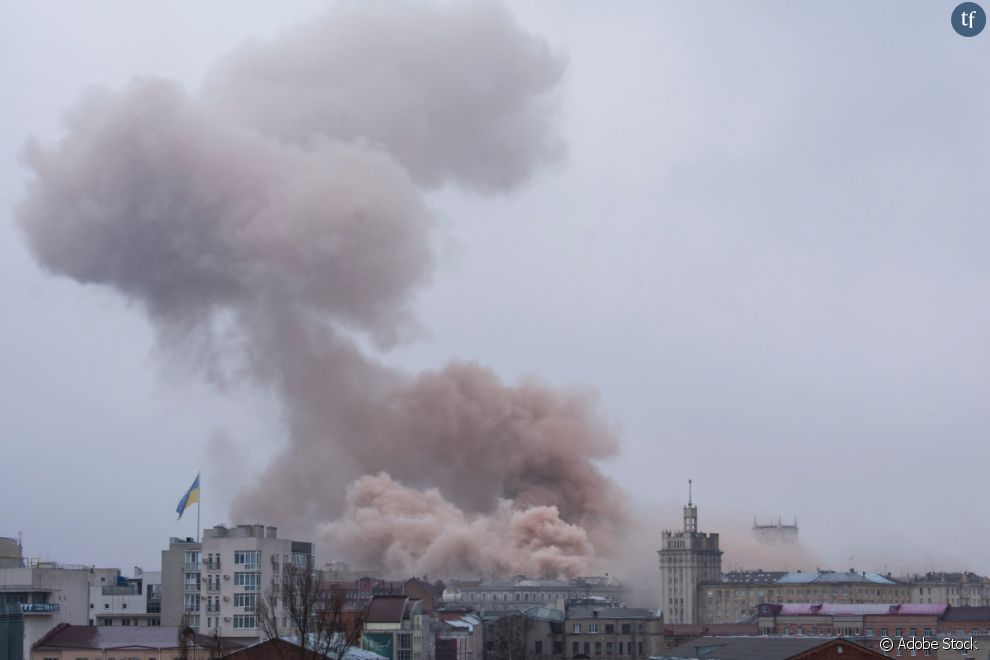 La guerre en Ukraine : une explosion à Karkhiv en mars 2022.