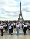 Une manifestation au Trocadéro à Paris organisée par le collectif féministe "Nous Toutes" pour dénoncer le 100e féminicide de l'année, le 1er septembre 2019