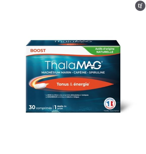 THALAMAG® BOOST (Tonus et énergie) à base de de magnésium marin, spiruline et caféine : 12,95€ la boîte de 30 gélules.