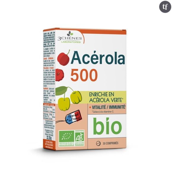 L'Acérola 500 bio, source de vitamine C naturelle - 9,90€ la boîte de 30 comprimés.