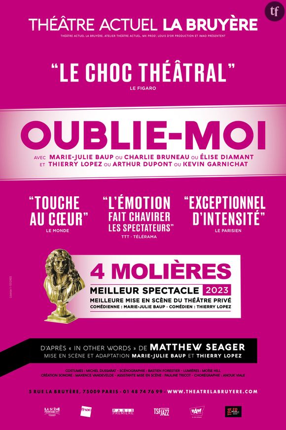 Bouleversant, "Oublie-moi", au Théâtre Actuel La Bruyère
Oublie-moi. Affiche du spectacle au Théâtre Actuel La Bruyère en 2024.