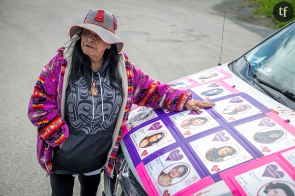 Gladys Radek, "voix des familles" de la "Route des larmes" depuis la disparition de sa nièce. A Terrace, Colombie-Britannique, au Canada, le 30 avril 2024