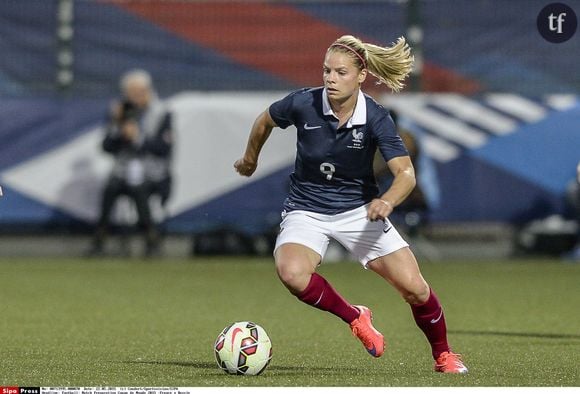 Eugénie Le Sommer, auteure du premier but de l'Equipe de France de football pour la Coupe du Monde 2015 au Canada.