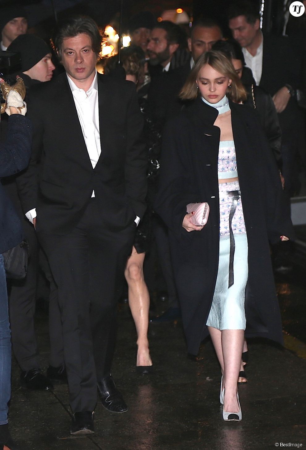Benjamin Biolay et lily-Rose, la fille de Vanessa Paradis, au dernier défilé Chanel 2015