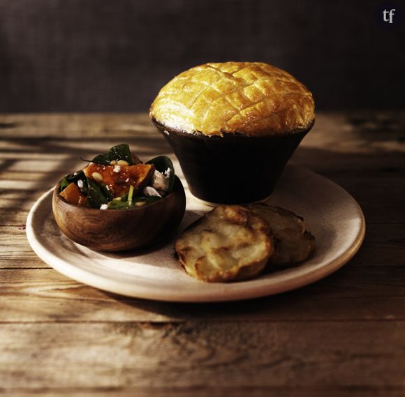 Tourte au potimarron, butternut, patate douce et cheddar