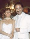 Michel Delpech et sa femme Geneviève au mariage de Eddie Barclay et Cathy Esposito le 21 juin 1984.