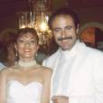 Michel Delpech et sa femme Geneviève au mariage de Eddie Barclay et Cathy Esposito le 21 juin 1984.