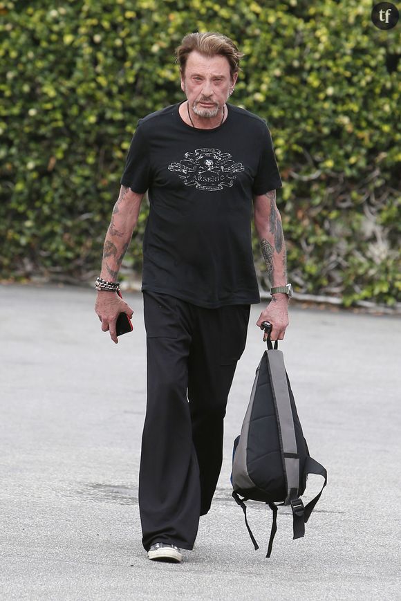 Exclusif - Johnny Hallyday se rend à la salle de sport Gold's Gym à Venice Beach, le 29 janvier 2015. 