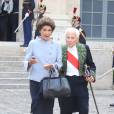   Jean D'Ormesson et sa femme Françoise Beghin - Cérémonie d'intronisation de Dany Laferrière à l'Académie Française à Paris le 28 mai 2015.  