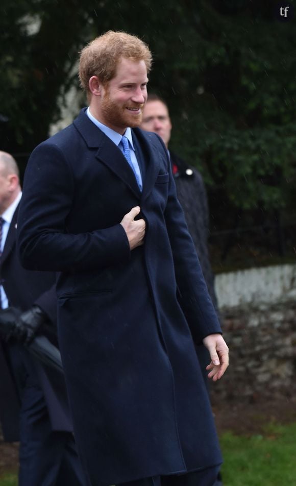 Le prince Harry - Les membres de la famille royale d'Angleterre ont assisté à la messe de Noël de l'église de St. Mary Magdalene à Norfolk, le 25 décembre 2015 