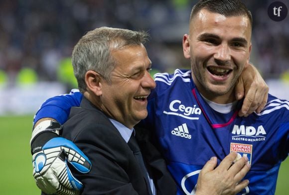 Bruno Genesio, coach de Lyon et le gardien de l'OL Anthony Lopes