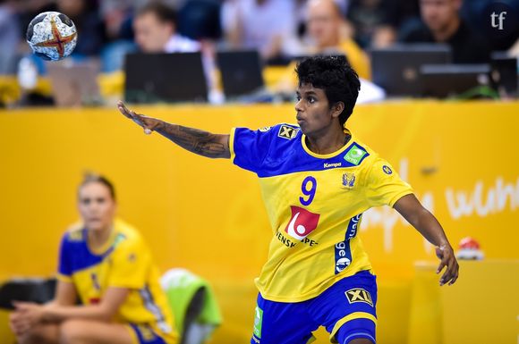 Loui Sand au Championnat du monde de handball féminin de l'IHF entre la Norvège et la Suède, 08 décembre 2017.