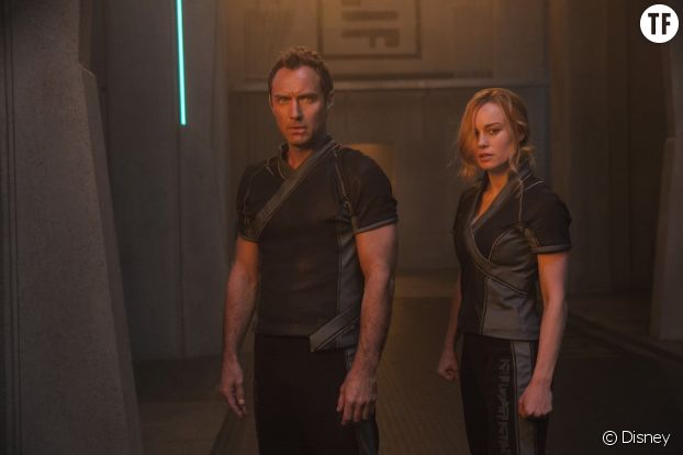 Jude Law et Brie Larson dans Captain Marvel