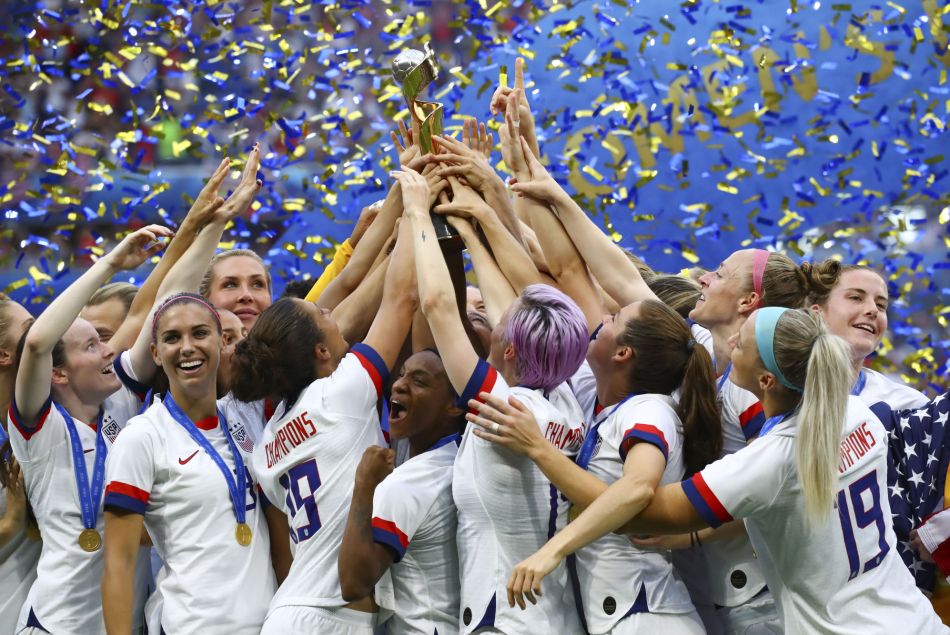 L'équipe américaine de foot lors de la finale de la coupe du monde féminine le 7 juillet 2019. 