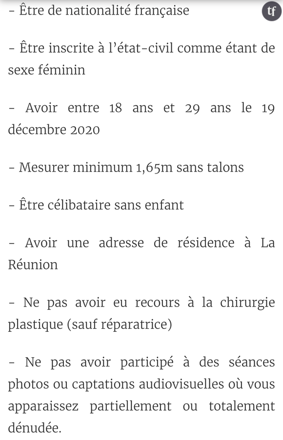 Critères d'inscription au concours Miss écologie Réunion