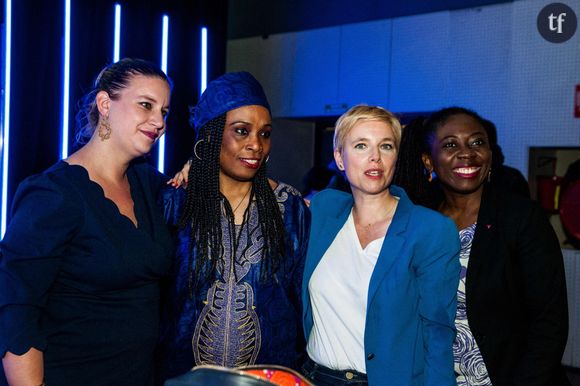 Mathilde Panot, Rachel Kéké, Clémentine Autain et Danièle Obono à la convention d'investiture des membres de la Nouvelle Union populaire écologique et sociale (Nupes) le 7 mai 2022