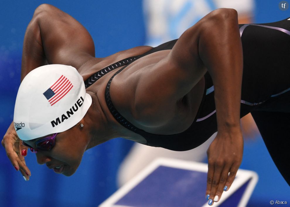  La nageuse afro-américaine Simone Manuel lors des championnats du monde de natation à Budapest, le 29 juillet 2017 
