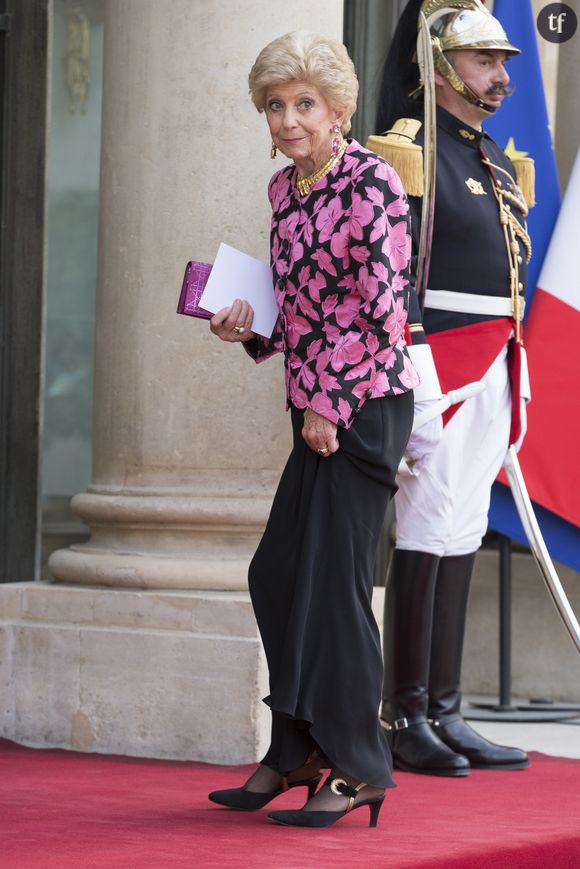 Hélène Carrère d'Encausse - Dîner d’état en l’honneur de la reine d'Angleterre donné par le président français au palais de l’Elysée à Paris, le 6 juin 2014, pendant la visite d’état de la reine après les commémorations du 70ème anniversaire du débarquement. 