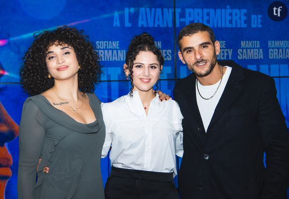 Camélia Jordana est impressionnante dans ce film engagé, intime et politique 
Camélia Jordana, Sonia Faidi, Sofiane Zermani lors de l'avant-première du film "Avant que les flammes ne s'éteignent" au cinéma UGC Ciné Cité Les Halles à Paris le 7 novembre 2023. © Sam Delpech / Bestimage 