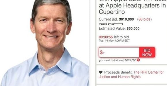 Tim Cook : le PDG d’Apple vendu aux enchères pour 610 000 dollars