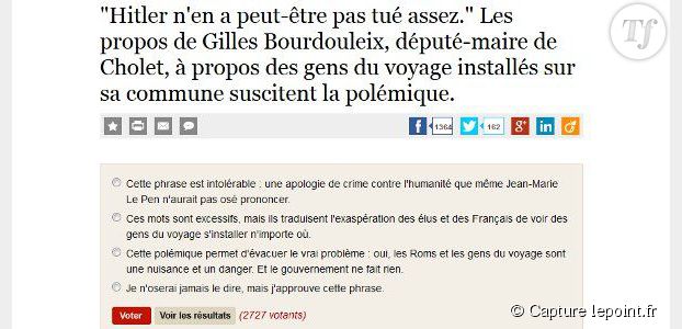Sondage lepoint.fr : Twitter s'enflamme, le site s'excuse