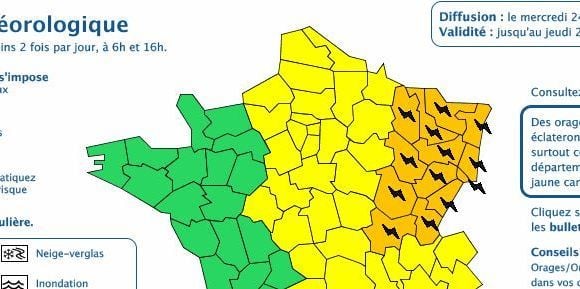 Météo France : alerte orange pour les orages dans 13 départements (24 juillet)