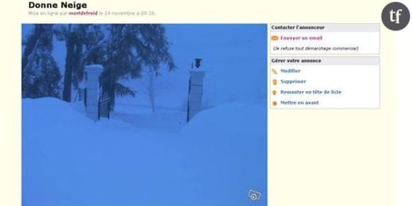 Le Bon Coin : pour coller à la météo, il vend de la neige