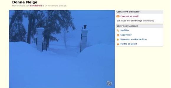 Le Bon Coin : pour coller à la météo, il vend de la neige