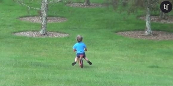 Un homme éclate de rire alors que son fils se mange un arbre - vidéo