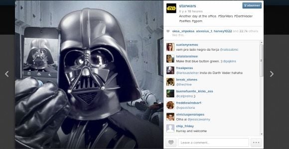 Star Wars 7 : Dark Vador se fait une "selfie" hilarante sur Instagram