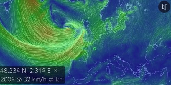 Météo France : la tempête de Noël en temps réel sur une carte des vents