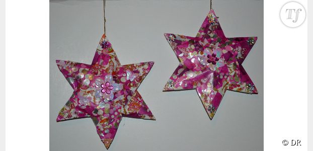 DIY de Noël : réaliser des étoiles en papier peint à accrocher dans la maison
