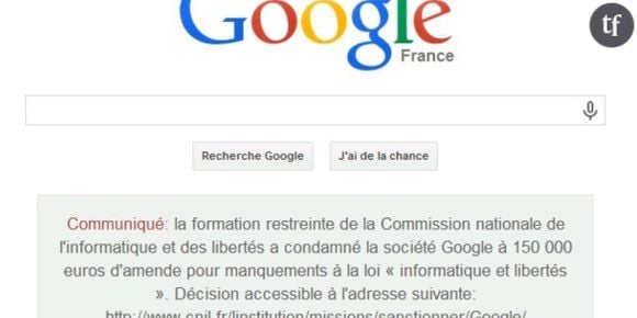 Google, condamné à 150 000 euros d’amende par la Cnil publie un communiqué